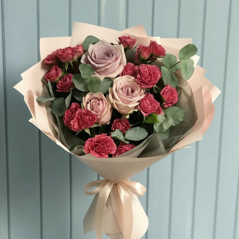 Букет цветов из: Гвоздики и Розы в Рощино