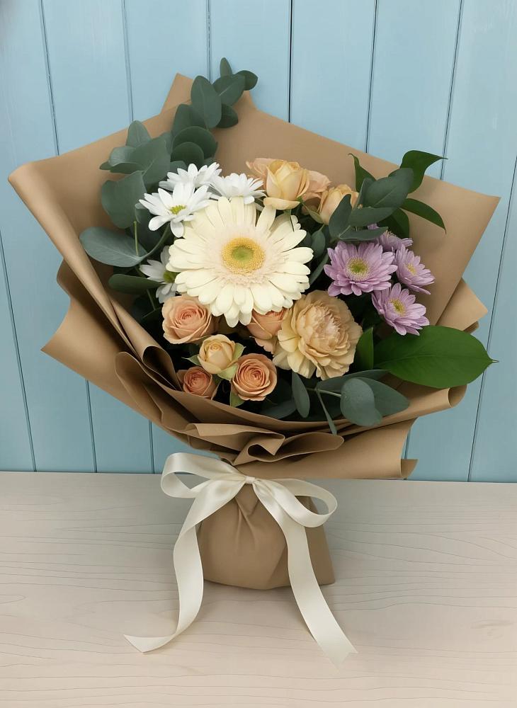 Букет цветов из: Герберы и Хризантемы в Рощино