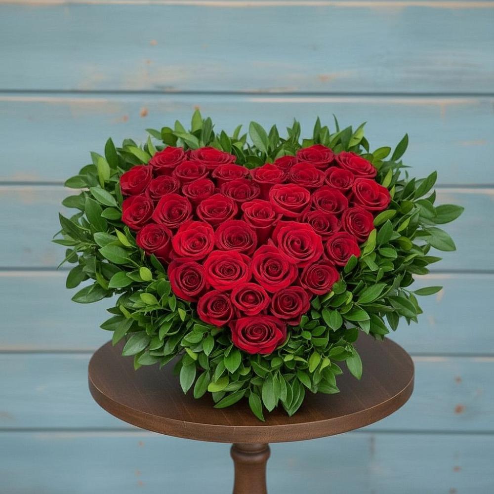 Цветочная композиция из Розы в виде сердца в Рощино