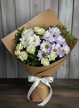 Букет цветов из:  Хризантемы и Розы #REPLACE_PRED# Рощино