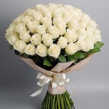 Букет 101 беля роза Белоснежка в Рощино
