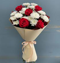 Букет цветов из:  Розы и Хризантемы в Рощино