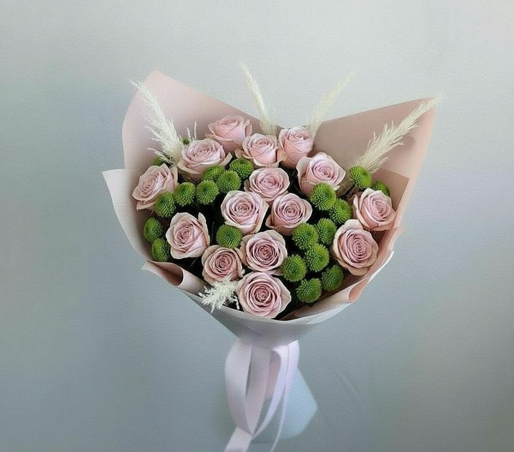 Букет цветов из: Розы и Хризантемы в Рощино