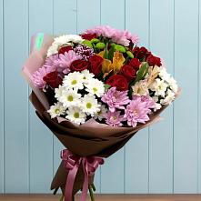 Букет цветов из:  Розы, Хризантемы и Альстромерии в Рощино