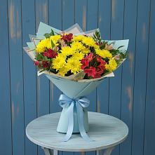 Букет цветов из:  Альстромерии и Хризантемы в Рощино