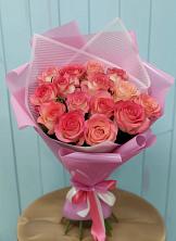 Букет 15 Розовых роз Равель в Рощино