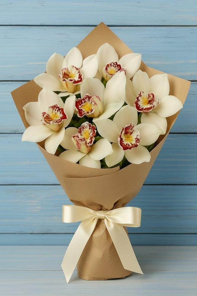 Букет цветов из: Орхидеи и Розы в Рощино